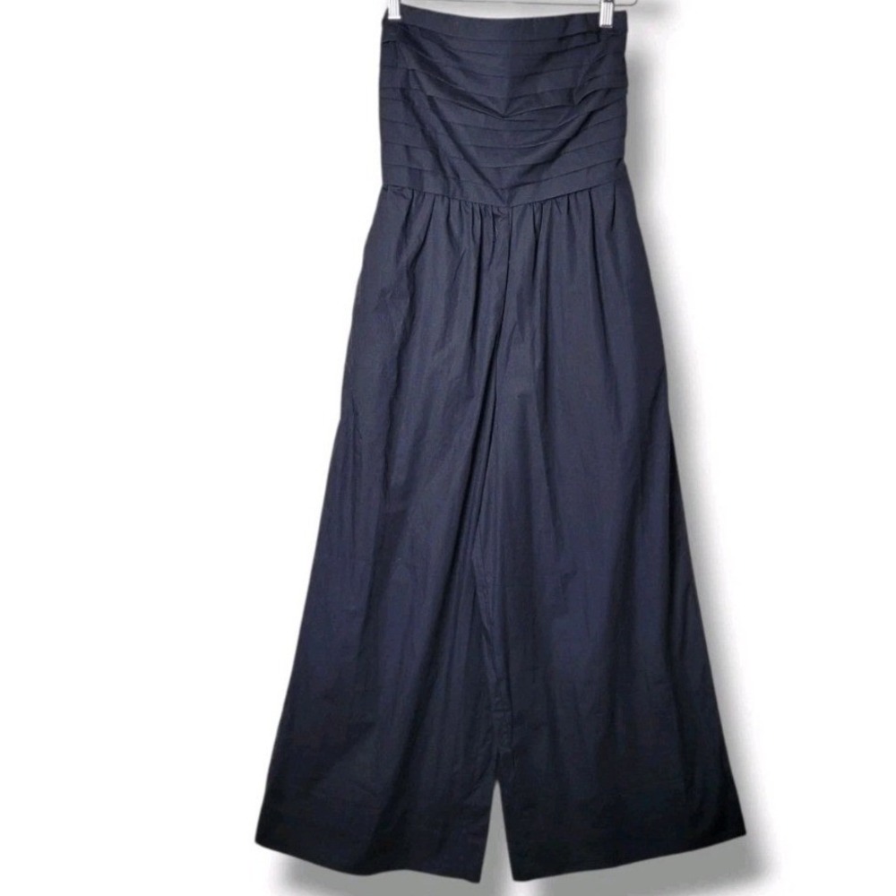 Band Of NWT The Free Black Strapless Jumpsuit Wide Leg 100% Cotton Poplin size M
